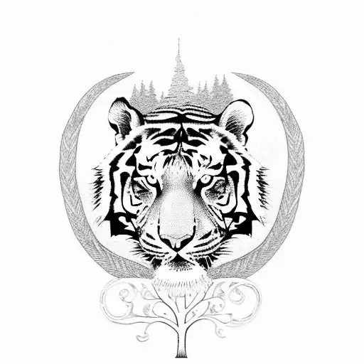 Tiger With Tree Of Life