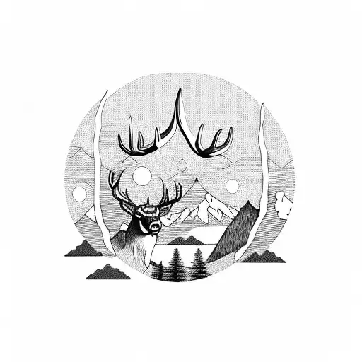 Rocky Mountains With Deer