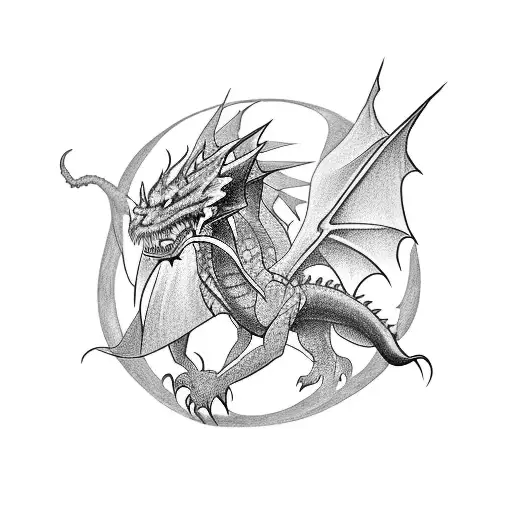 Game-inspired Tattoo Featuring A Dragon As The Main Character