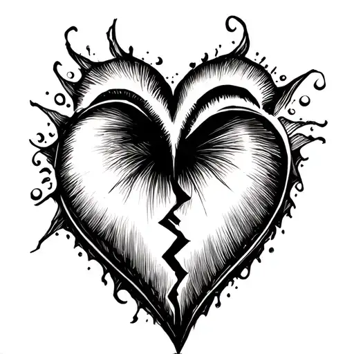 Broken Heart Shaped Line Outlining The Design