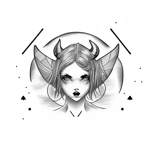 Girl With Devil Horns Wearing Bathing Suit On A Pool Floatie In Water