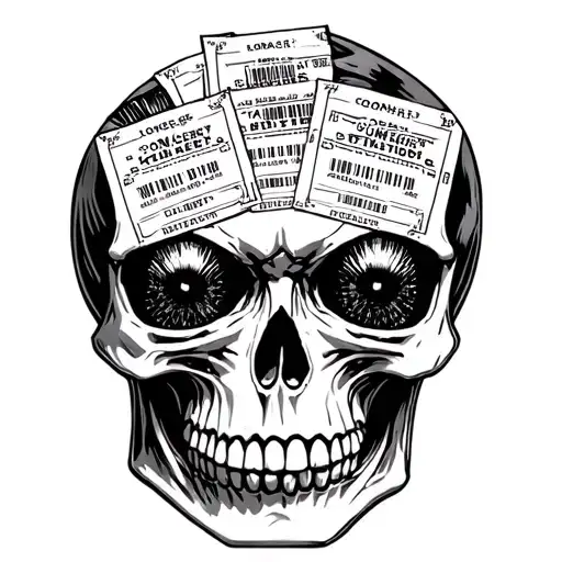 A Skull With Rock Concert Tickets As The Eyes