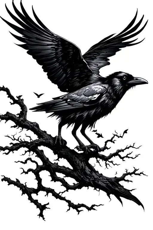 Raven Flying Trees