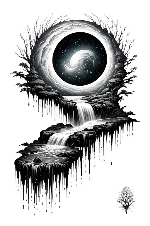 A Universe Melting Into A Waterfall That Turns Into Rain