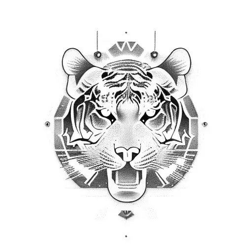 Incorporate A Blackwork Tattoo Of A Retro Radio With A Fierce Tiger Emerging From The Speaker