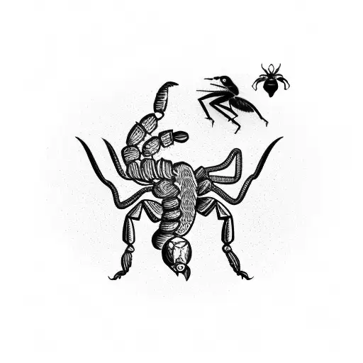 Scorpion With Pigeon In Background