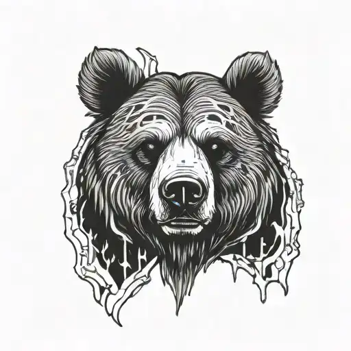 Bear Head With Hand Bones