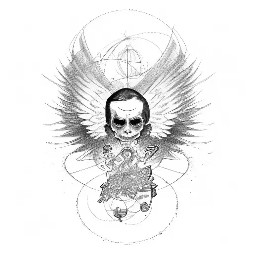 A Sketch Of A Falling Angel Surrounded By Equations And Formulas