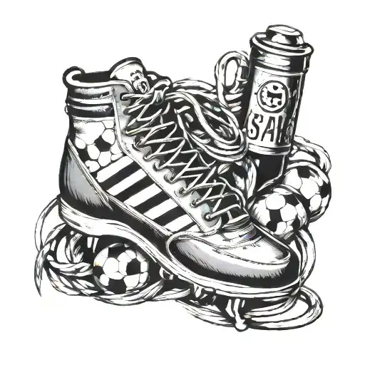 A Barber Pole Intertwined With Soccer Cleats