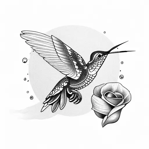 Skeleton Hummingbird Licking Blood Out Of A Organ Like Flower