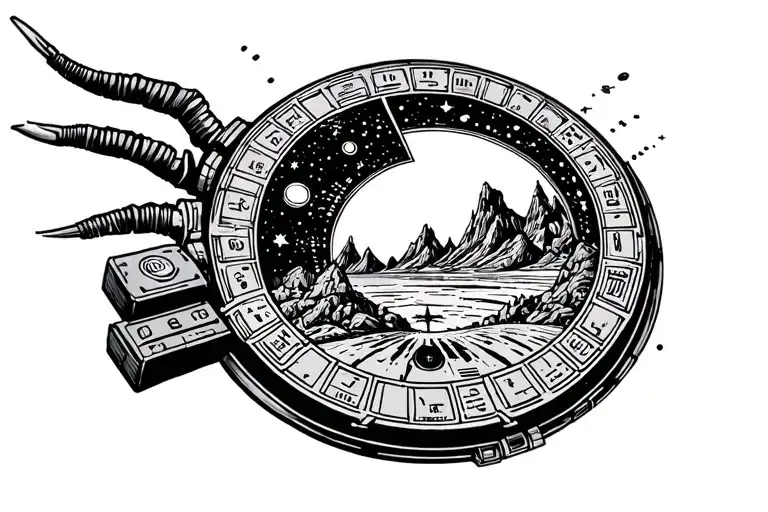 Stargate With A Dialing Device In A Scenic Background