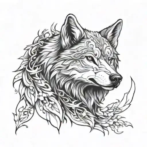 Tattoo Design Of A Wolf