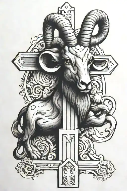 Aries On A Cross Tattoo Inspired