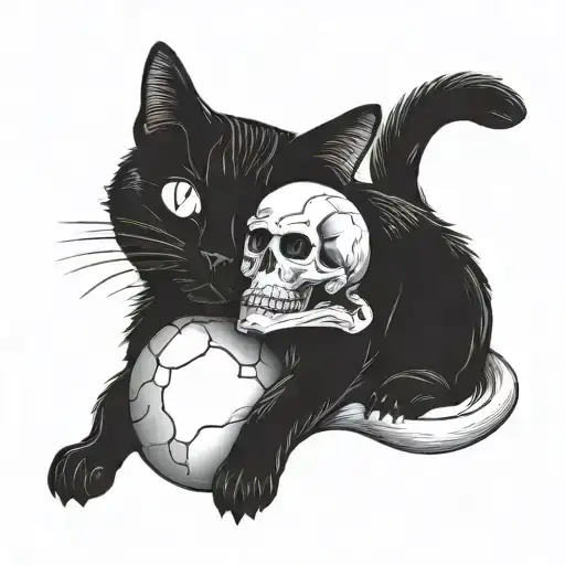 Cat Holding A Skull Made