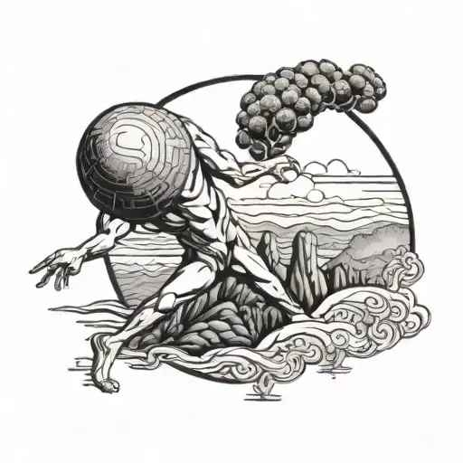 Sisyphus Rolling A Talavera Sun Up His Hill