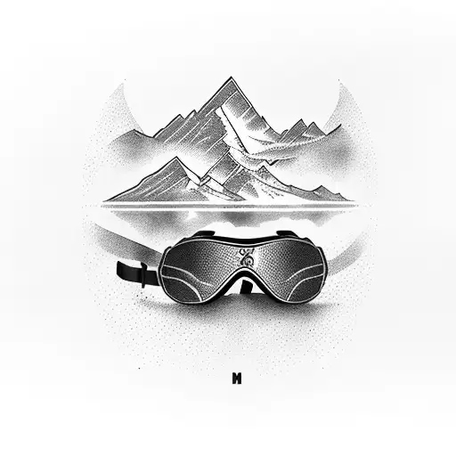 Ski Goggles With Mountain Reflection