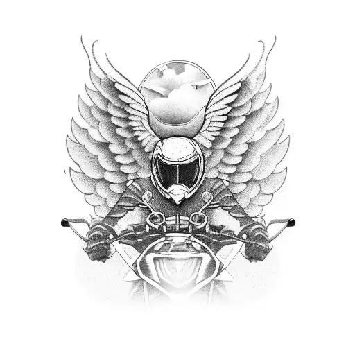 Motorbike Riding With Wings Of Angel And Devil