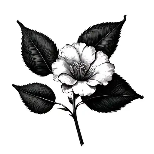 Tutto Passa Quote With One Flower Large Black Leaves