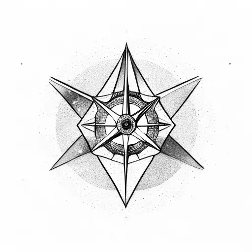 Diamond-shaped Mountain And Full Moon Reflected In Water Compass Red-highlights