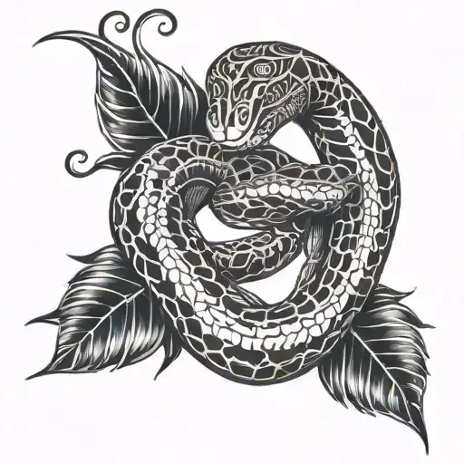 Long Snake On The Shoulder To The Chest Tatto
