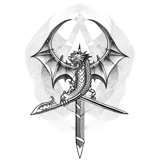 Dragon And Sword And Compass