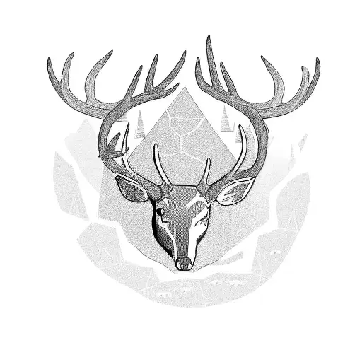 A Hunter Aiming At A Deer Silhouette Reflected In The Water