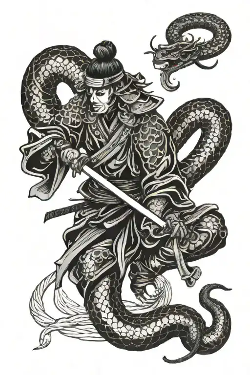 Samurai Cutting A Snake