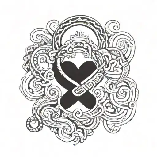 Infinity Symbol With Heart Lock Design Symbolizing