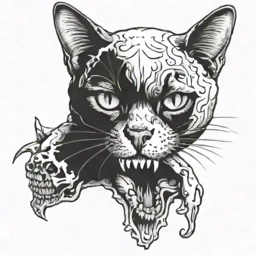 Cat Holding A Skull Made