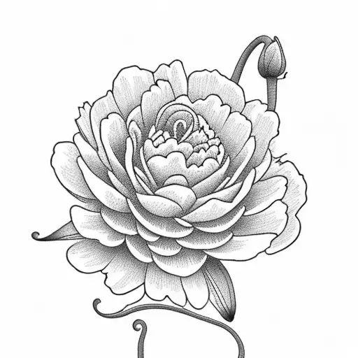 Carnation And Peony And Water Lilly And Larkspur And Poppy And Gladius And Cosmos And Merigold