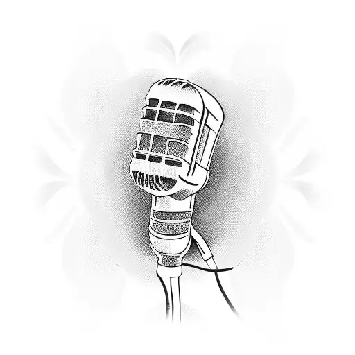 Realistic Retro Microphone With Negative Space Music Notes