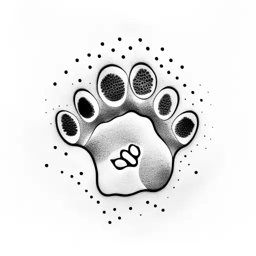 Dog Paw Print With Flowers Growing