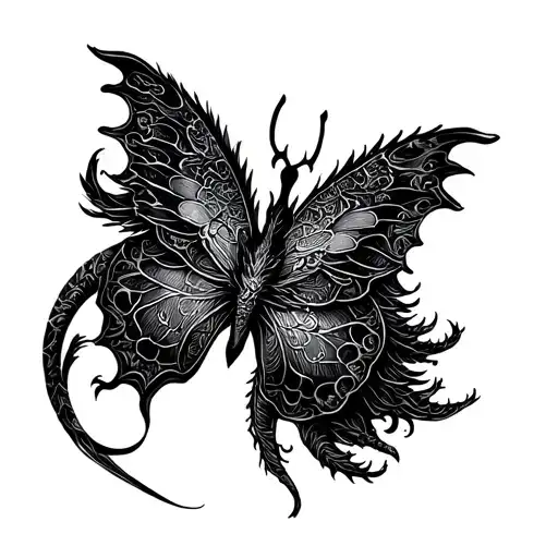 Dragon Tatto Covering And Old Butterfly Tatto