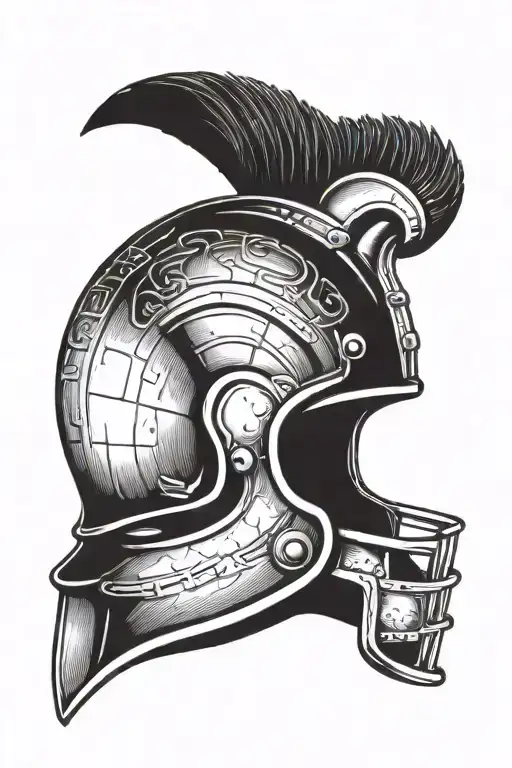 A Roman Gladiator Helmet With A Football Incorporated Into The Design