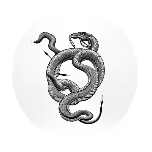 Cherry Blossom And Snake And Katana