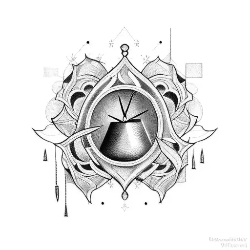 Blackwork Tattoo With A Hourglass And Hear