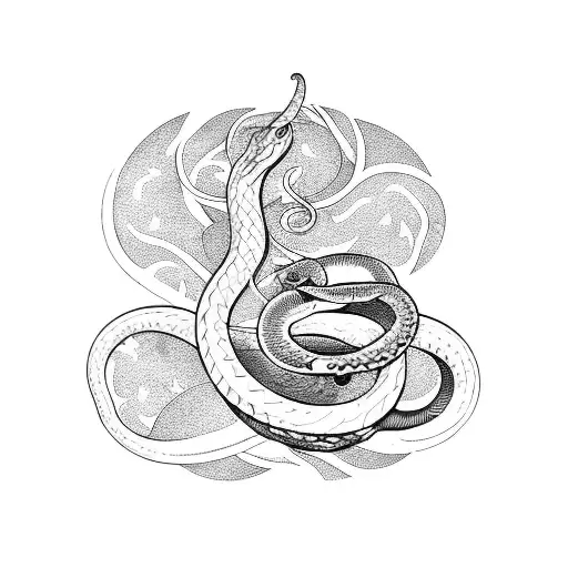 A Mystical Tarot Card With A Snake Coiled Around It