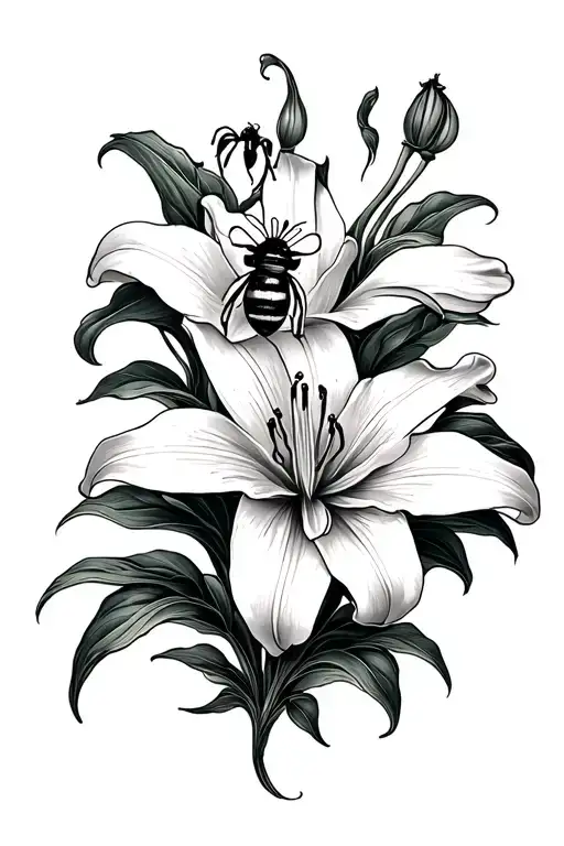 Lily Flower And Bee