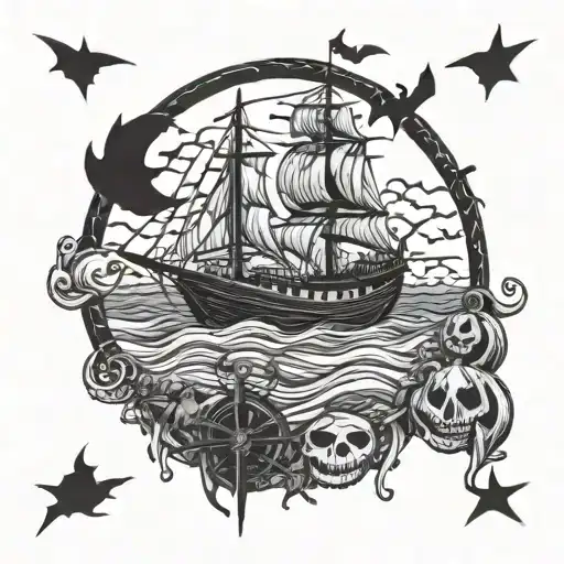 Nautical Spooky Halloween Scene