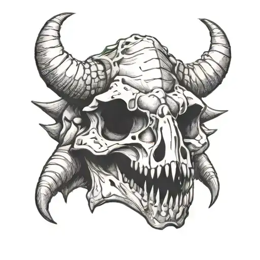 Triceratops Skull Fossil With Shading