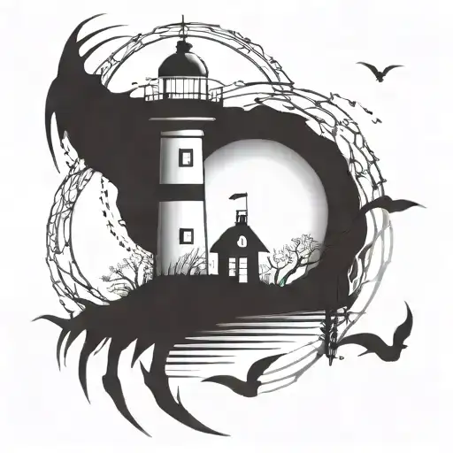 Dark Spook Erie Creepy Lighthouse Spikes Simple