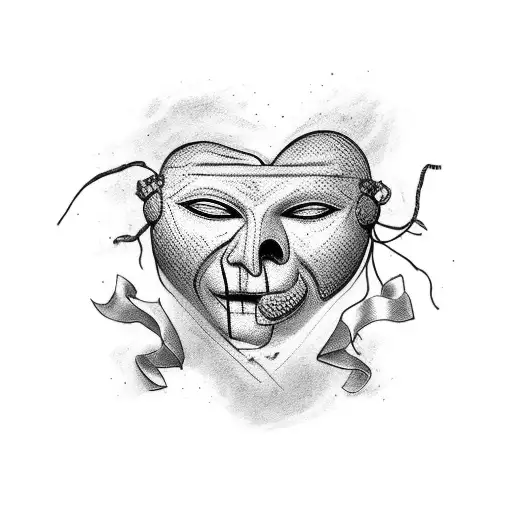 A Theatrical Mask With A Broken Heart Symbolizing The Emotional Journey Of Fighting For Oneself