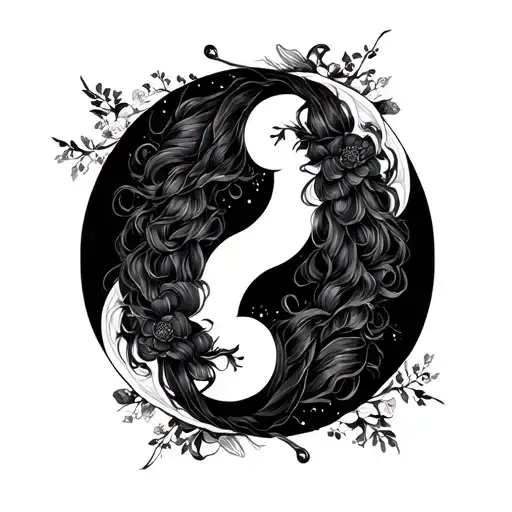 Two Girls Ying And Yang Symbol