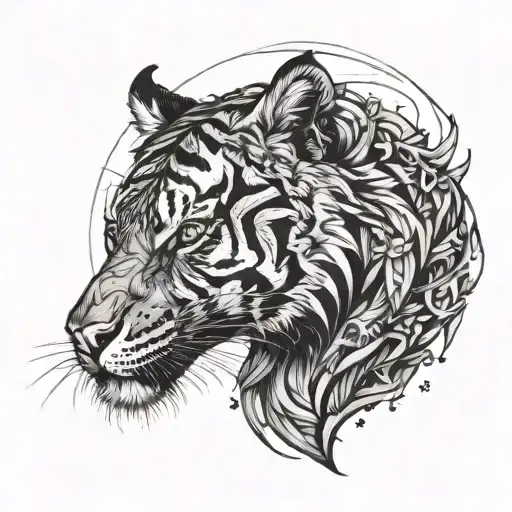 Combine A Tiger And A Falcon In A Dynamic And Fierce Composition