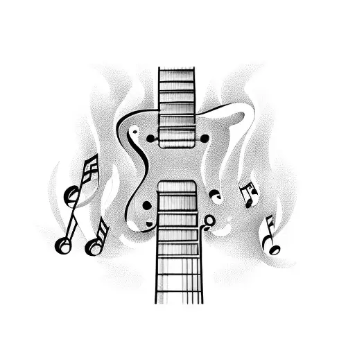 A Guitar With Musical Notes Flowing Out Of It