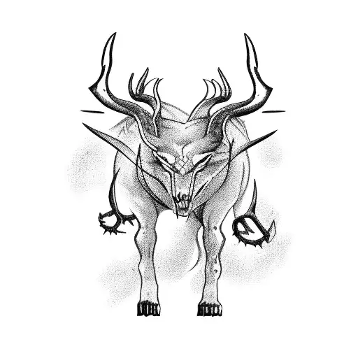 A Fierce Hunting Scene With A Mythical Creature Lurking In The Background