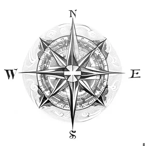 A Vintage Compass Surrounded By Intricate Vines And Flowers