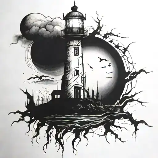 Dark Spook Erie Creepy Lighthouse Spikes