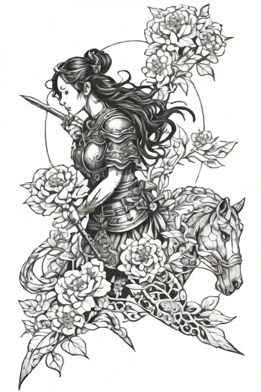 Warrior Women And Flowers And 2 Childrens