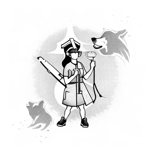 A Nurse Anesthesiologist Holding A Syringe With A Wolf Silhouette In The Background